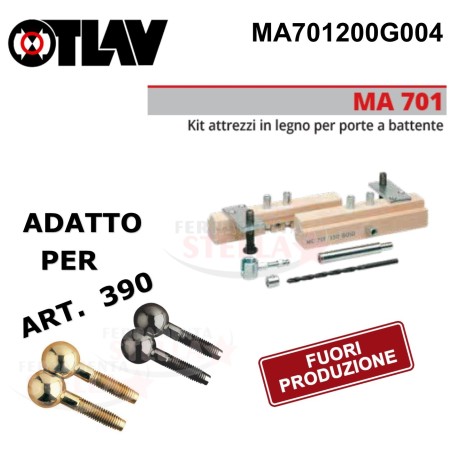 ATTREZZO KIT COMPLETO DI ACCESSORI - PER PORTE A BATTENTE - ADATTO PER CERNIERE ÿ 11 - IN LEGNO - MA701110G002