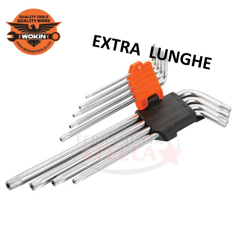 SET SERIE di CHIAVI A TORX VUOTO IN KIT - DA T10 A T50 - PEZZI 9 - WOKIN - PROFESSIONALI