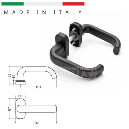 MANIGLIA COPPIA MANIGLIA - NERO OPACO - MODELLO TATA ESINPLAST x PORTE INFISSI IN ALLUMINIO