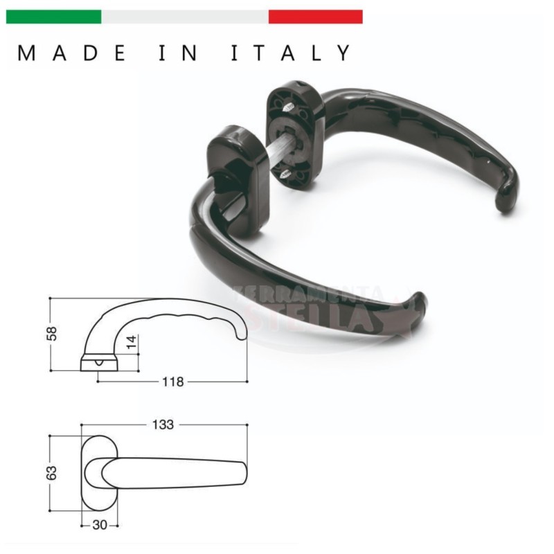 MANIGLIA COPPIA MANIGLIA - NERO LUCIDO - MODELLO NUOVA EMOZIONE ESINPLAST x PORTE INFISSI IN ALLUMINIO
