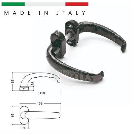 MANIGLIA COPPIA MANIGLIA - NERO LUCIDO - MODELLO NUOVA EMOZIONE ESINPLAST x PORTE INFISSI IN ALLUMINIO