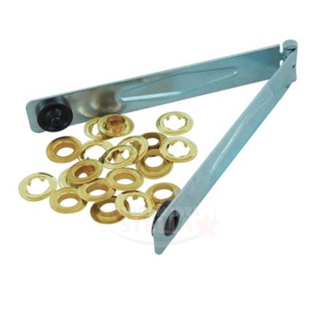 PINZA OCCHIELLATRICE x OCCHIELLI METALLICI A BATTUTA PER TELONE TELO COPRITUTTO - FORO DA MM 11 - CON 10 OCCHIELLI 