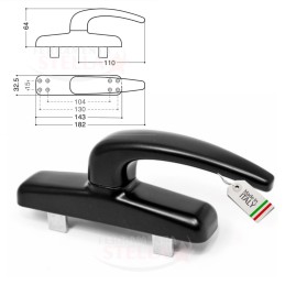 MANIGLIA COPPIA MANIGLIA - NERO LUCIDO - MODELLO NUOVA EMOZIONE ESINPLAST x PORTE INFISSI IN ALLUMINIO