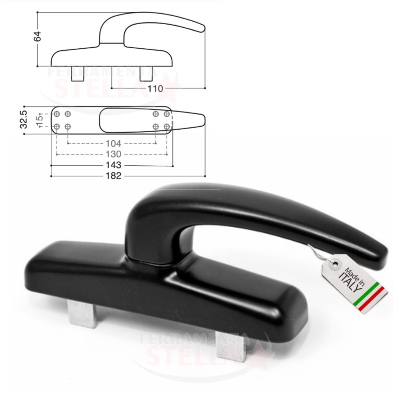 MANIGLIA COPPIA MANIGLIA - NERO LUCIDO - MODELLO NUOVA EMOZIONE ESINPLAST x PORTE INFISSI IN ALLUMINIO