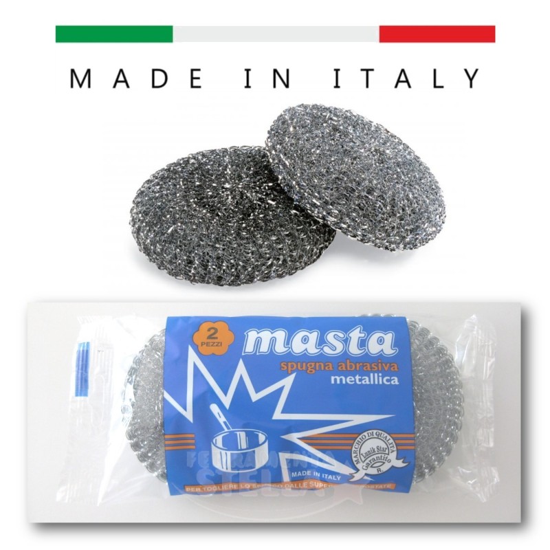 2 PEZZI SPUGNA METALLICA PAGLIETTA ACCIAIO ZINCATO GRAMMI 30