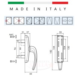 CREMONESE ESINPLAST A SCATTO PER APERTURA INTERNA - NERO  OPACO - x PORTE INFISSI IN ALLUMINIO