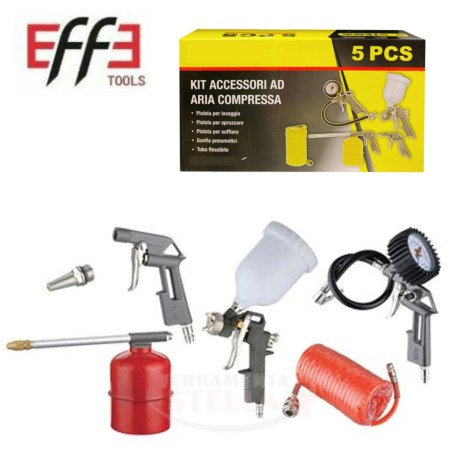 KIT 5 PEZZI COMPLETO - COMPRESSORE CON PISTOLA AEROGRAFO CON SERBATOIO INTERIORE ABAC ORIGINALE