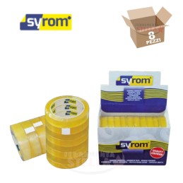 NASTRO ADESIVO SCOTCH x IMBALLAGGIO  SYROM 19 mm x 66 metri - UFFICIO - CASA - LAVORO - SCATOLA 8 PEZZI