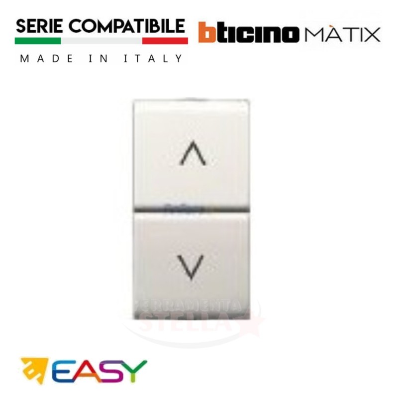 INTERRUTTORE BIPOLARE EASY ILLUMINABILE 16AX-250V - TIPO BTICINO MATIX - FRUTTO - BIANCO