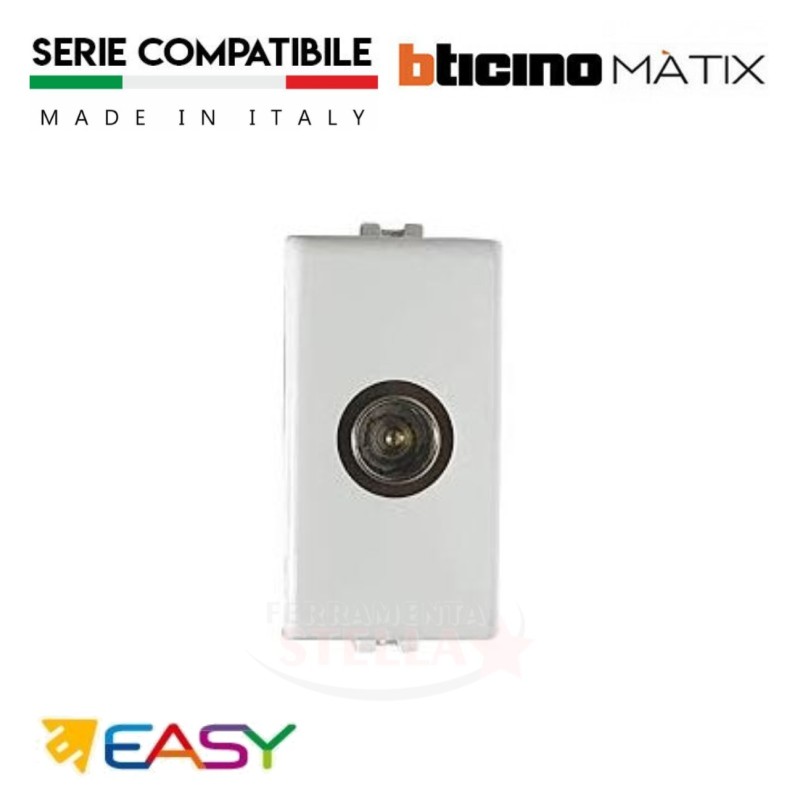 PRESA ITALIANA BRIVALENTE SICUREZZA EASY 10/16A - TIPO BTICINO MATIX - FRUTTO - BIANCO