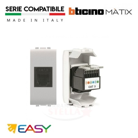 PRESA COASSIALE SATELLITE SAT TIPO FEMMINA EASY  - TIPO BTICINO MATIX - FRUTTO - BIANCO