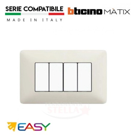 SUPPORTO 4 MODULI CON VITI AGGANCIO FRONTALE EASY - TIPO BTICINO MATIX 