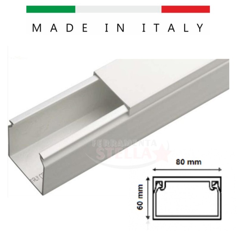 CANALINA BIANCA CONDIZIONAMENTO ARIA CONDIZIONATA 80 X 60 mm 2 MT PASSACAVI TUBI