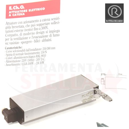 ATTUATORE MOTORE A CATENA PER FINESTRE APERTURA A WASISTAS E A SPORGERE - 24V - BIANCO - FORZA 150 N - CORSA 250 / 380