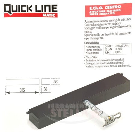 ATTUATORE MOTORE A CATENA PER FINESTRE APERTURA A WASISTAS E A SPORGERE ABBAINO - 220V - NERO - SERIE CENTRO