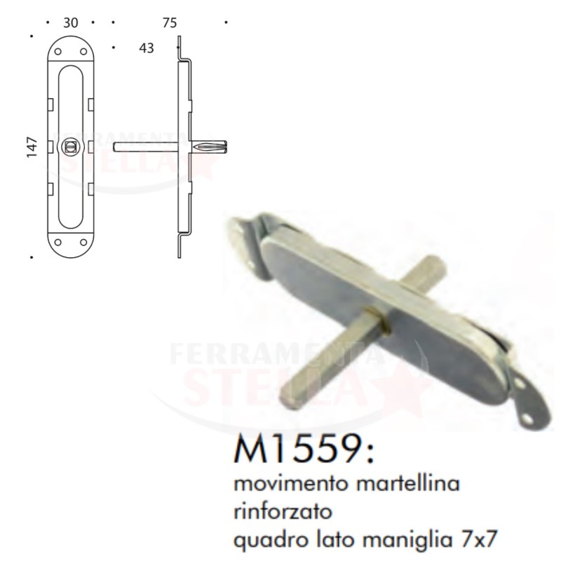 MOVIMENTO MARTELLINA PER CREMONESE MANIGLIE MANIGLIA PORTA FINESTRA E BALCONI
