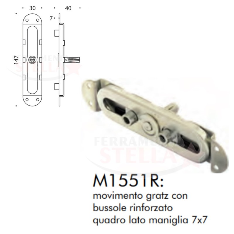 MOVIMENTO CON FORI GRATZ X CREMONESE MANIGLIE MANIGLIA PORTA FINESTRA E BALCONI