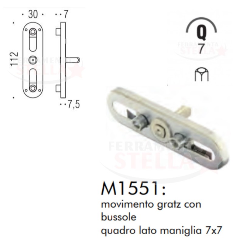 MOVIMENTO CON FORI GRATZ X CREMONESE MANIGLIE MANIGLIA PORTA FINESTRA E  BALCONI