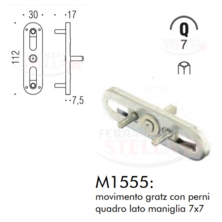 MOVIMENTO CON PERNI GRATZ X CREMONESE MANIGLIE MANIGLIA PORTA FINESTRA E BALCONI con PERNI