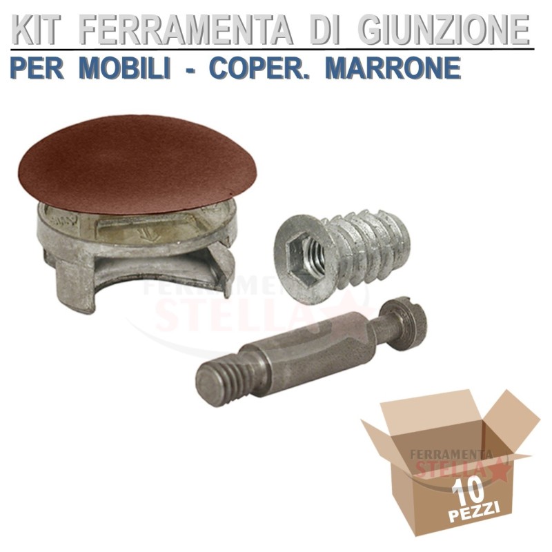 KIT GIUNZIONE MOBILI - VITE CONGIUNZIONE CON ECCENTRICO e BUSSOLA - PER LEGNO - COLORE AVORIO