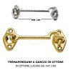 FERMAPERSIANE GANCIO LUCCHETTO FERMA BLOCCA PORTE PERSIANE FINESTRE ANTA 100 MM OTTONE LUCIDO