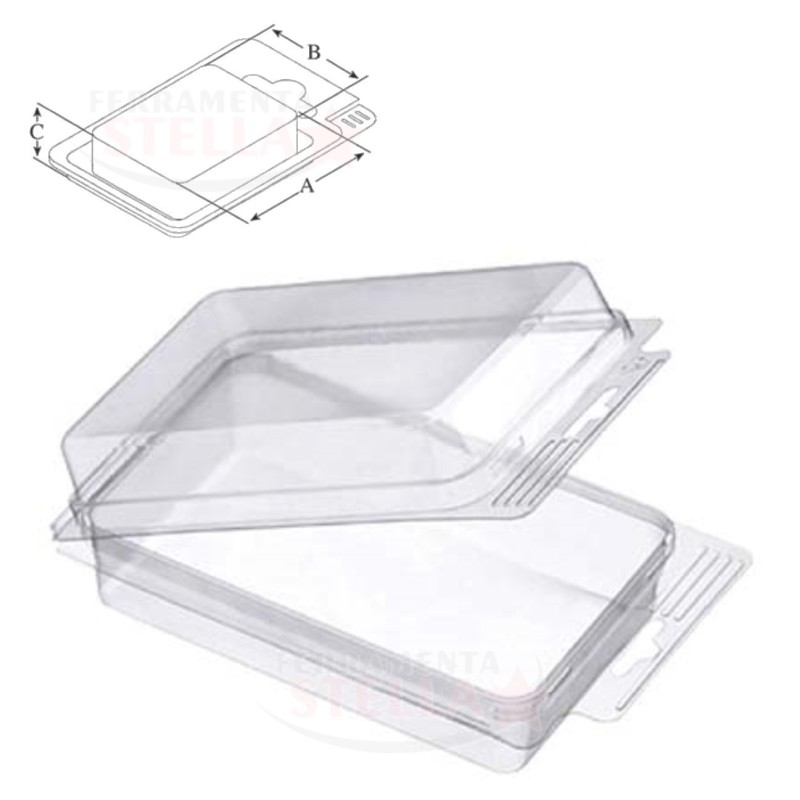 BLISTER CONFEZIONE DA ESPOSIZIONE - BIVALVA TRASPARENTE IN  PVC MM 95 X 45 - ALTEZZA MM 20