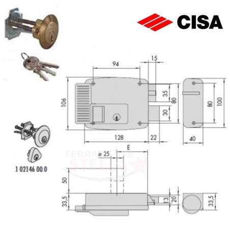 SERRATURA ELETTRICA CISA 11670 PORTA PORTONCINO INGRESSO LEGNO - SINISTRA - ENTRATA 60
