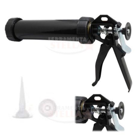 PISTOLA EROGATORE IMPUGNATURA PER SILICONE CON SERBATOIO - NERO - IN ABS