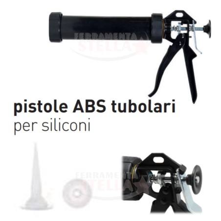 PISTOLA EROGATORE IMPUGNATURA PER SILICONE CON SERBATOIO - NERO - IN ABS