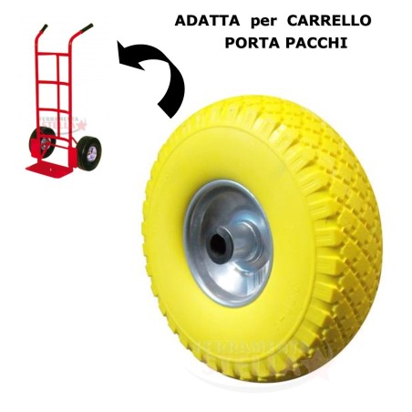 RUOTA RUOTE CARRELLO CARRELLI PIENE ANTI FORATURA ANTIFORATURA D. 260 DISCO IN METALLO