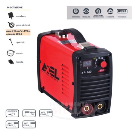 SALDATRICE A INVERTER 130A AD ELETTRODI - KIT COMPLETA DI ACCESSORI - OFFERTA OMAGGIO CASCO