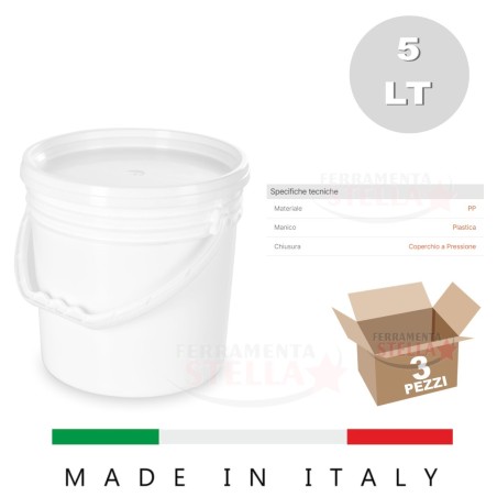 BARATTOLO RECIPIENTE CON TAPPO x USO INDUSTRIALE - DA LT 1 - COLORE GIALLO CON TAPPO NERO - 5 PEZZI