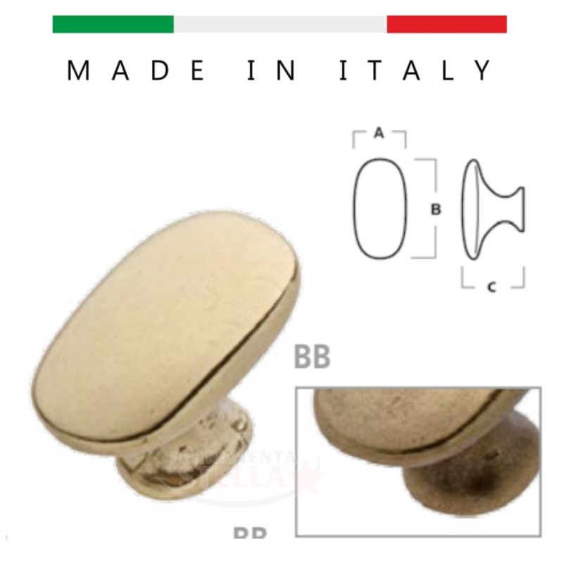 POMOLO OVALE ANTICO VENETO OTTONE ANTICATO IN STILE MOBILI COLORE ANTICATO
