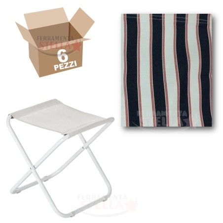 SET SGABELLI PIEGHEVOLI PER PIC NIC TRASPORTO SALVA SPAZIO - FANTASIA BLU BIANCO E ROSSO A RIGHE - SET 6 PEZZI