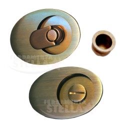 KIT MANIGLIA PORTE SCORREVOLI PORTA SCRIGNO CON SERRATURA BRONZO GRAFFIATO OVALE
