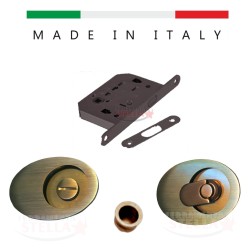 KIT MANIGLIA PORTE SCORREVOLI PORTA SCRIGNO CON SERRATURA BRONZO GRAFFIATO OVALE
