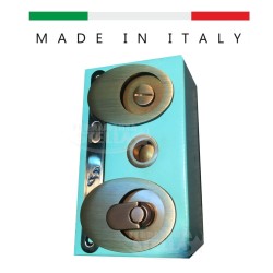 KIT MANIGLIA PORTE SCORREVOLI PORTA SCRIGNO CON SERRATURA BRONZO GRAFFIATO OVALE