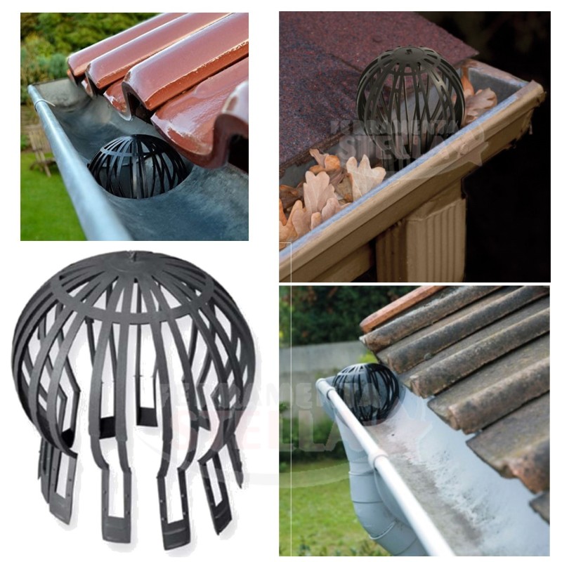 PARA FOGLIE PARAFOGLIE PER GRONDAIA GRONDE PLUVIALI - NERO IN PER adatto per FORI MM 60 A 120 MM