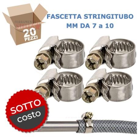 FASCETTE FASCETTA STRINGITUBO A VITE REGOLABILE IN ACCIAIO per tubo DIAMETRO da 10 mm a 16 mm
