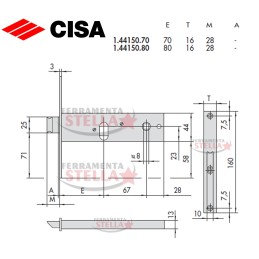 SERRATURA CISA 44150 A INFILARE A FASCIA x ALLUMINIO ANTA  2