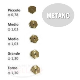 INIETTORI UGELLI KIT RICAMBIO PER CUCINA PIANO COTTURA - IDONEI PER GAS METANO 6MB GAS 4 FUOCHI