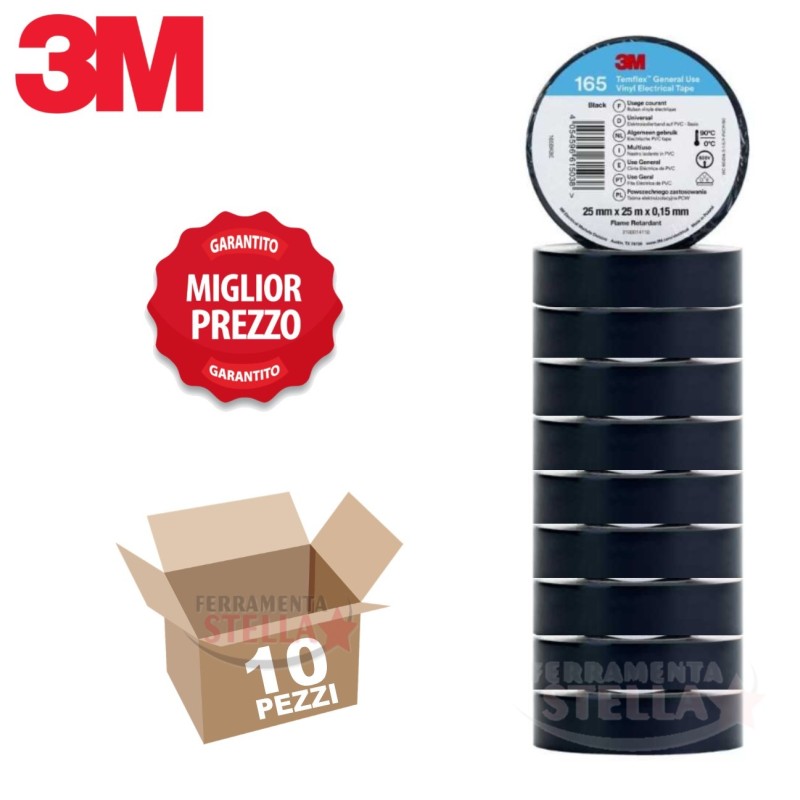 NASTRO ISOLANTE ISOLATO NERO 3M IN PVC ELETTRICISTA TEMFLEX 1500 - 25 mm X 25 MT
