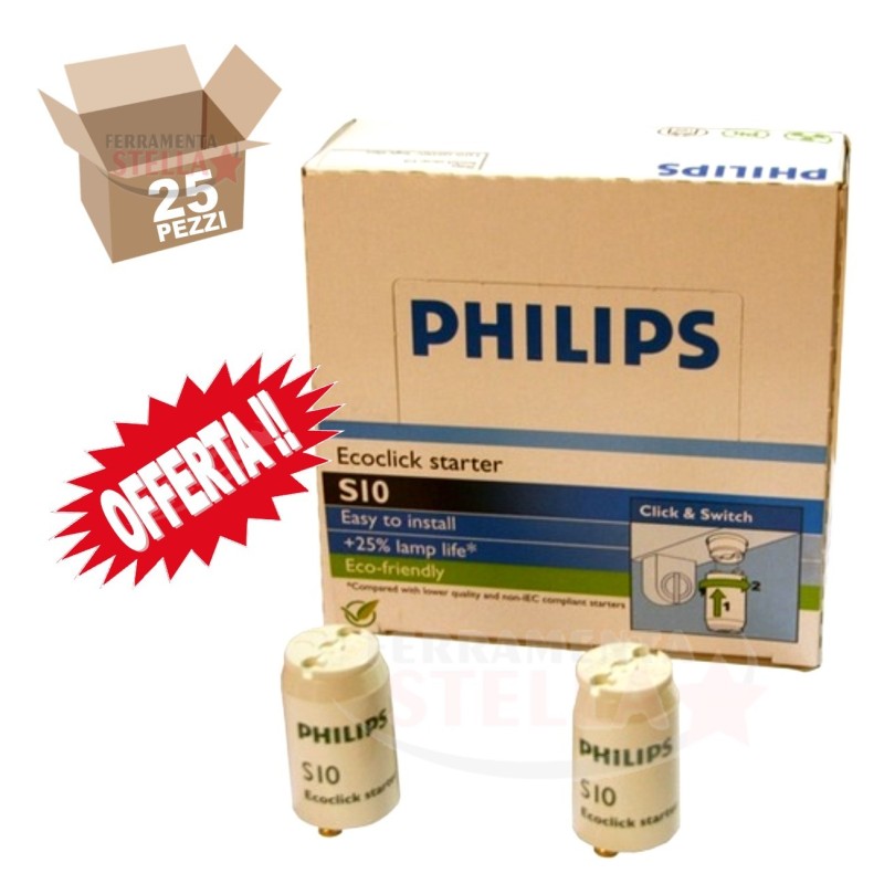 STARTER PHILIPS PER NEON LAMPADE FLUORESCENTI LAMPADA S10 4-65W - 220 - 240W