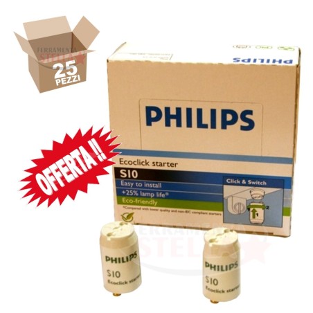 STARTER PHILIPS PER NEON LAMPADE FLUORESCENTI LAMPADA S10 4-65W - 220 - 240W