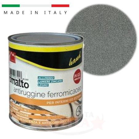 SMALTO A SOLVENTE ANTICORROSIVO PER FERRO METALLO FERROMICACEO - 0,75 lt - GRIGIO MEDIO