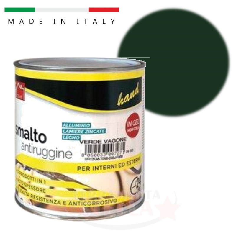 SMALTO ANTIRUGGINE A GEL FERRO BLOCK PER FERRO METALLO - 0,75 lt - CON BLOCCA RUGGINE - COL.  VERDE FORESTA