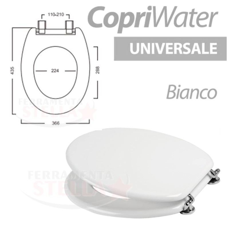 SEDILE WC COPRIVASO COPRIWATER BAGNO COPRI VASO WATER IN LEGNO BIANCO UNIVERSALE