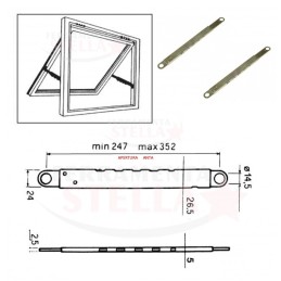 GUIDA BRACCIO COMPASSO IN OTTONE - A SPORGERE - 4 SCATTI REGOLABILE PER FINESTRA - BOCCOLE FERRO LEGNO 2
