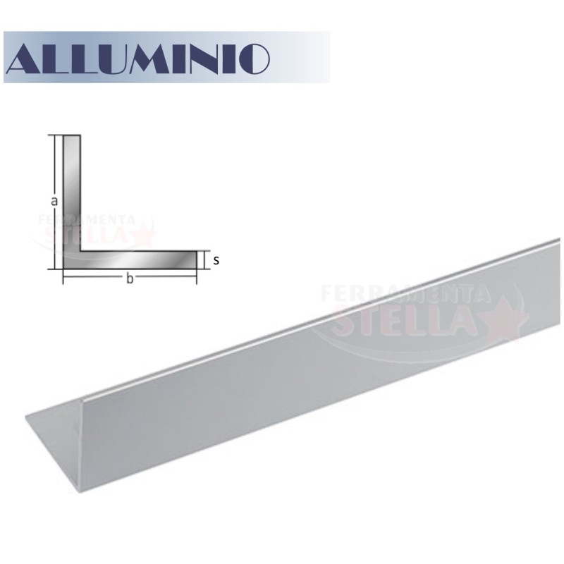 PROFILO ALLUMINIO - SEZIONE ANGOLO ANGOLARE - MULTIUSO FAI DA TE - ASTA DA MT 2 - MM 15 x 15 x 1