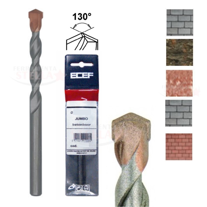 PUNTA REX JUMBO x LAVORAZIONI DIFFICILI x TRAPANO CALCESTRUZZO CEMENTO GRANITO 6 X 95 MM